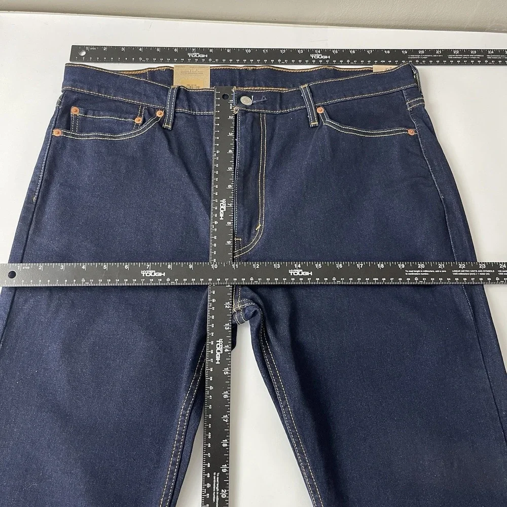 Levis 513 Jeans Mens 38x32 Blue Slim Straight Dark Wash Stretch Denim Preppy NEW
